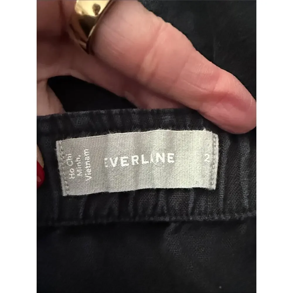 Everlane Washed Black The Linen Button Up Classic Preppy Market Resort Jumpsuit